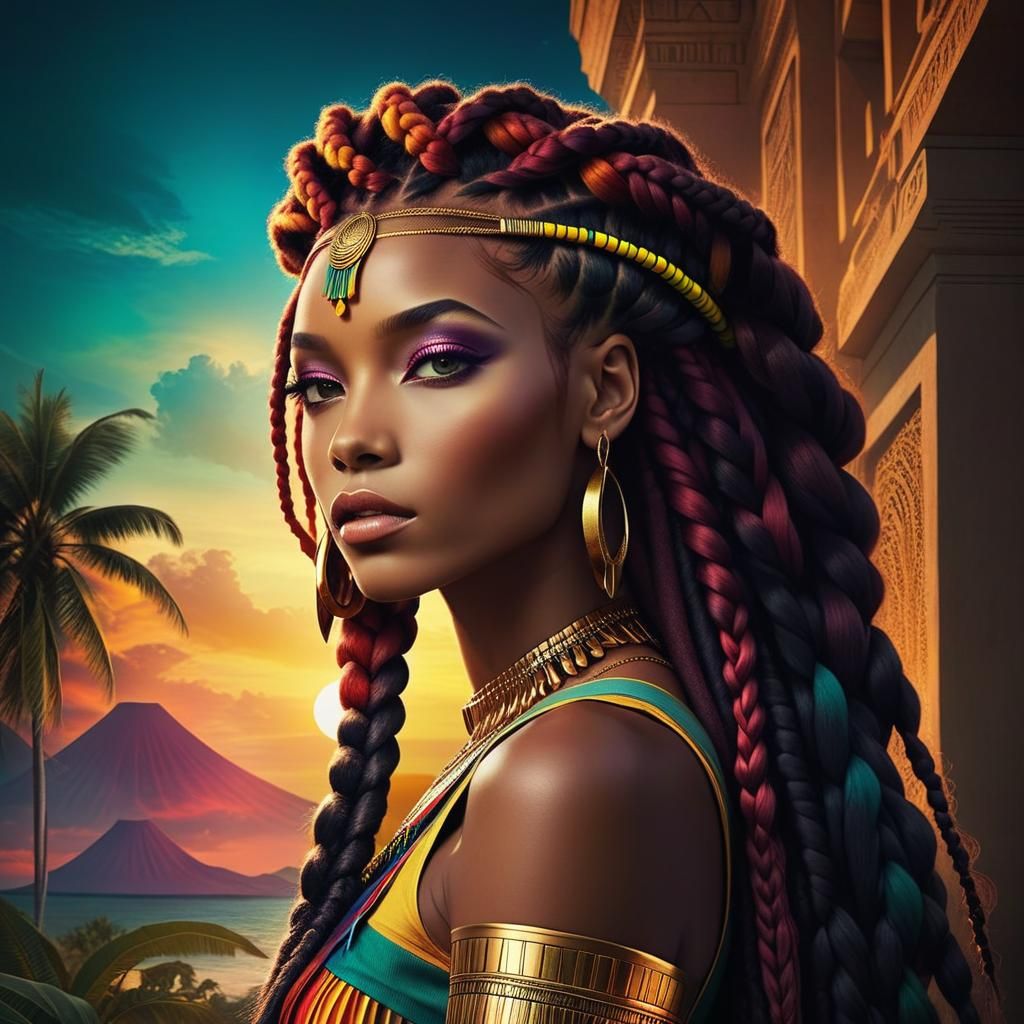 Jamaican Cleopatra in Bold Colors by Anna Dittmann