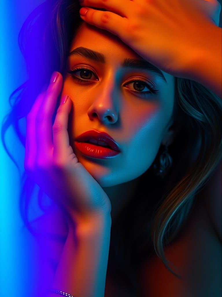 Sensual Film Star in Cinematic Still