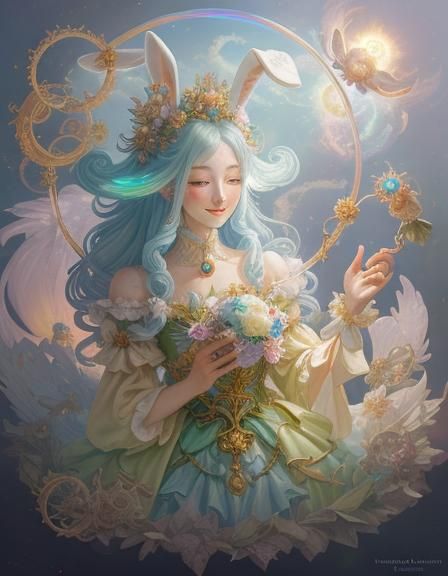 Baroque Science Fantasy Bunny Goddess of Spring