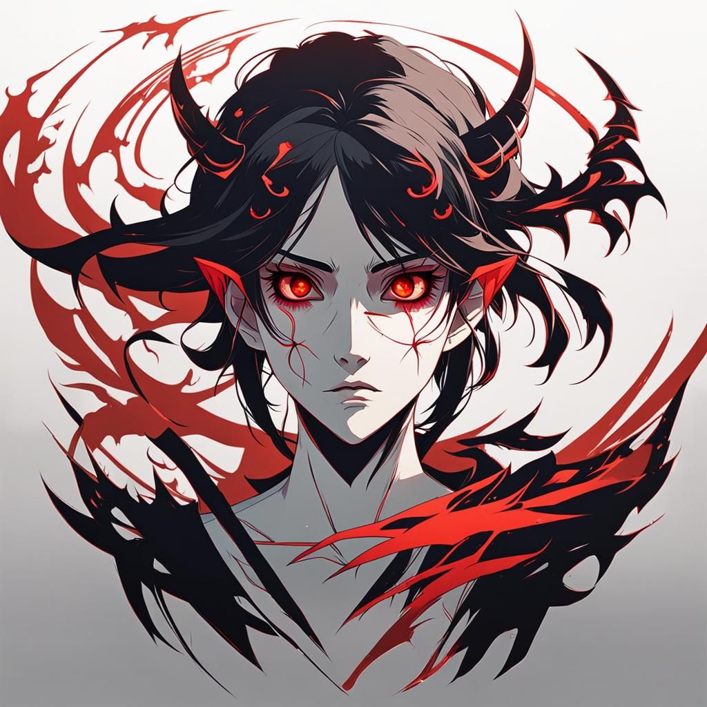 Gothic Demon Girl Tattoo Design: Anime Style