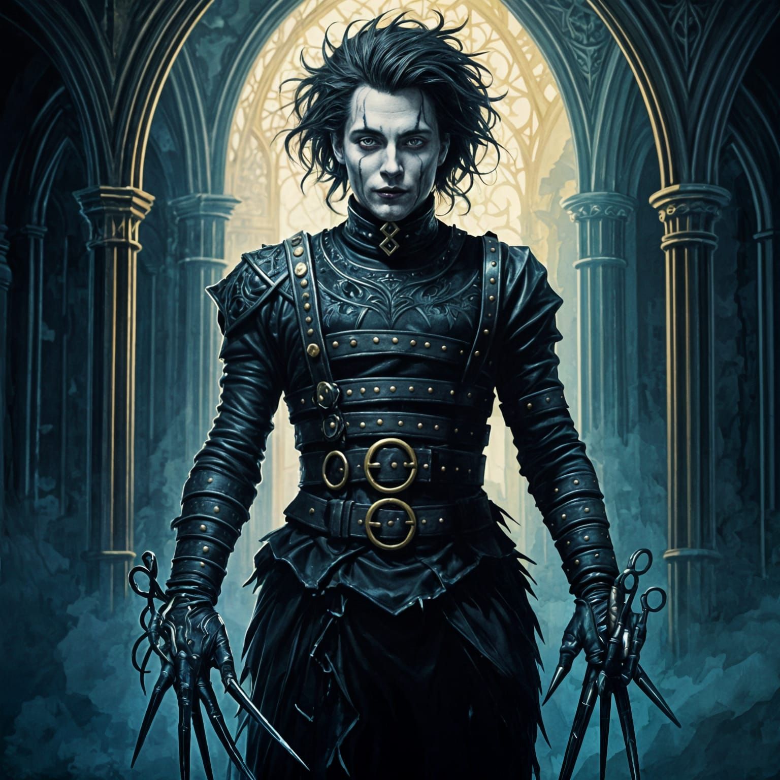 Edward Scissorhands: Gothic Gouache Impressionist Painting
