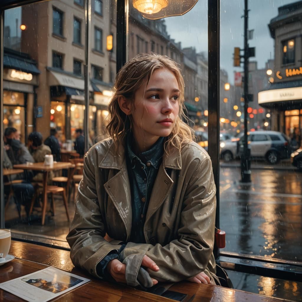 Cafe Window View on a Rainy Day