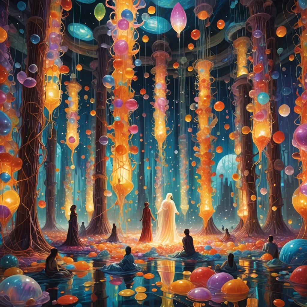 Ethereal Surrealism: Humans in Iridescent Liquid Light