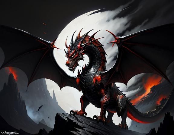 Majestic Dragon in Dynamic Fantasy Art Style