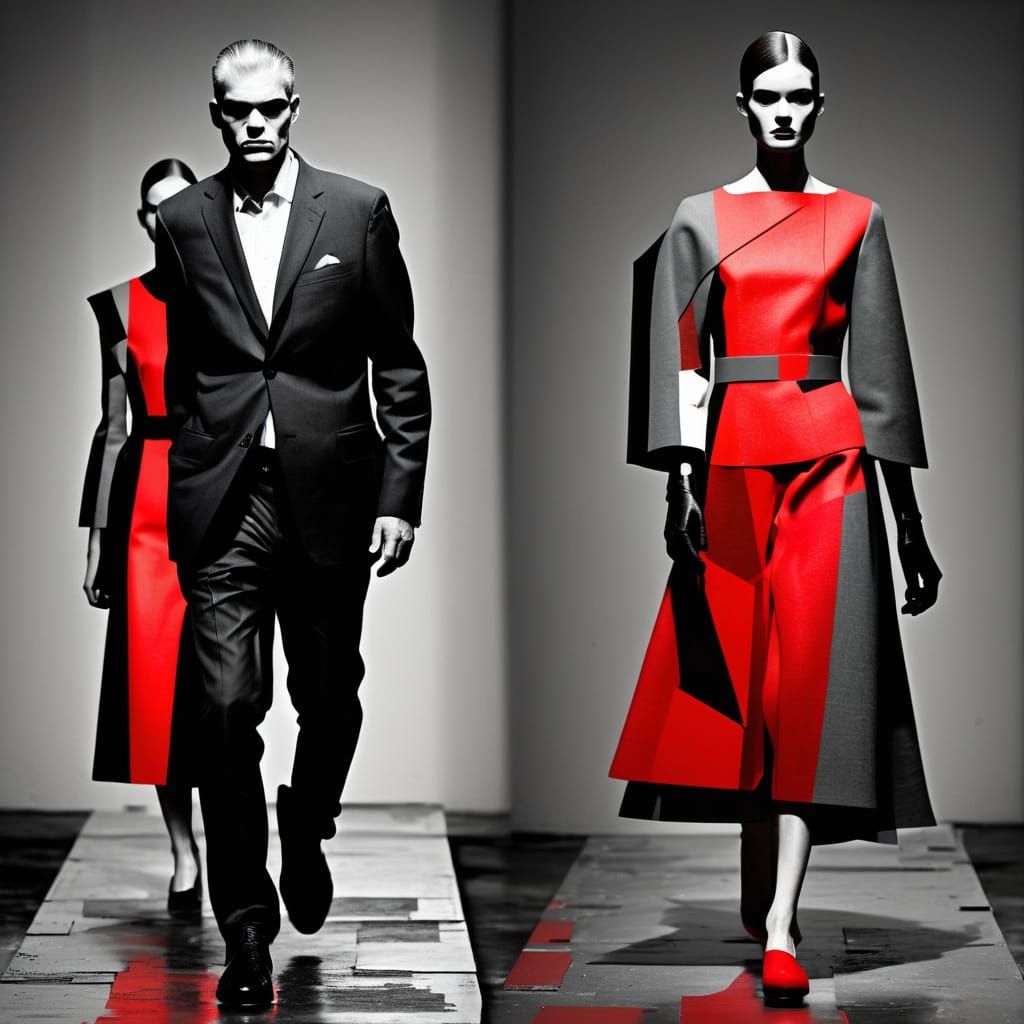 Cubist Runway Reimagined in Bold Brushstrokes