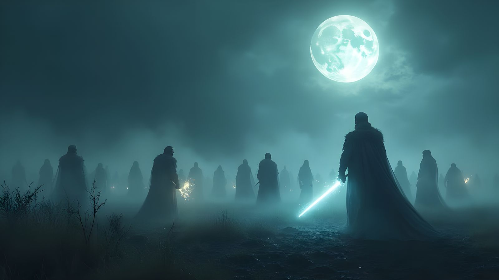 Mystic Battlefield: Spectral Warriors in Norse Myth Style