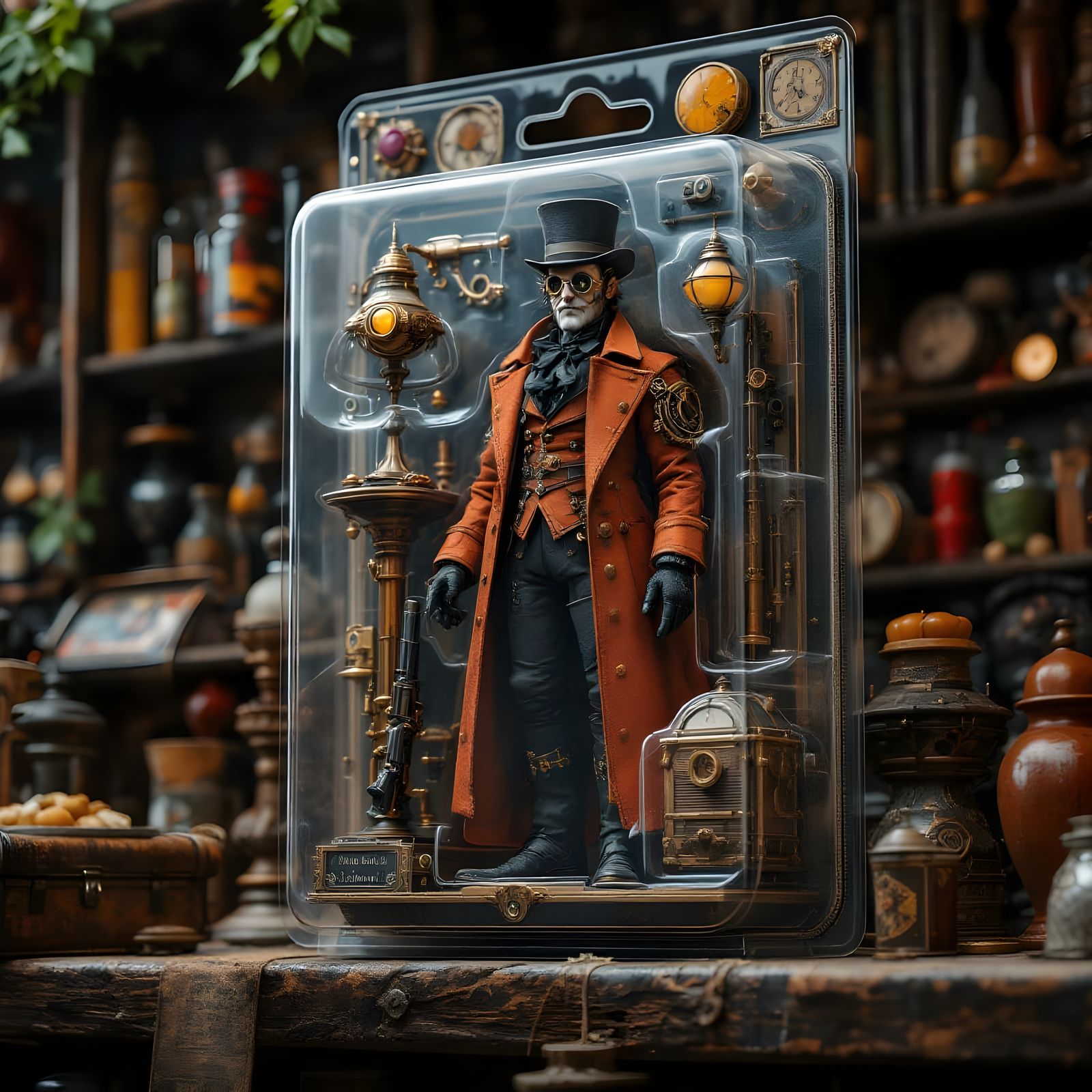 Steampunk Action Figure on Toy Shelf