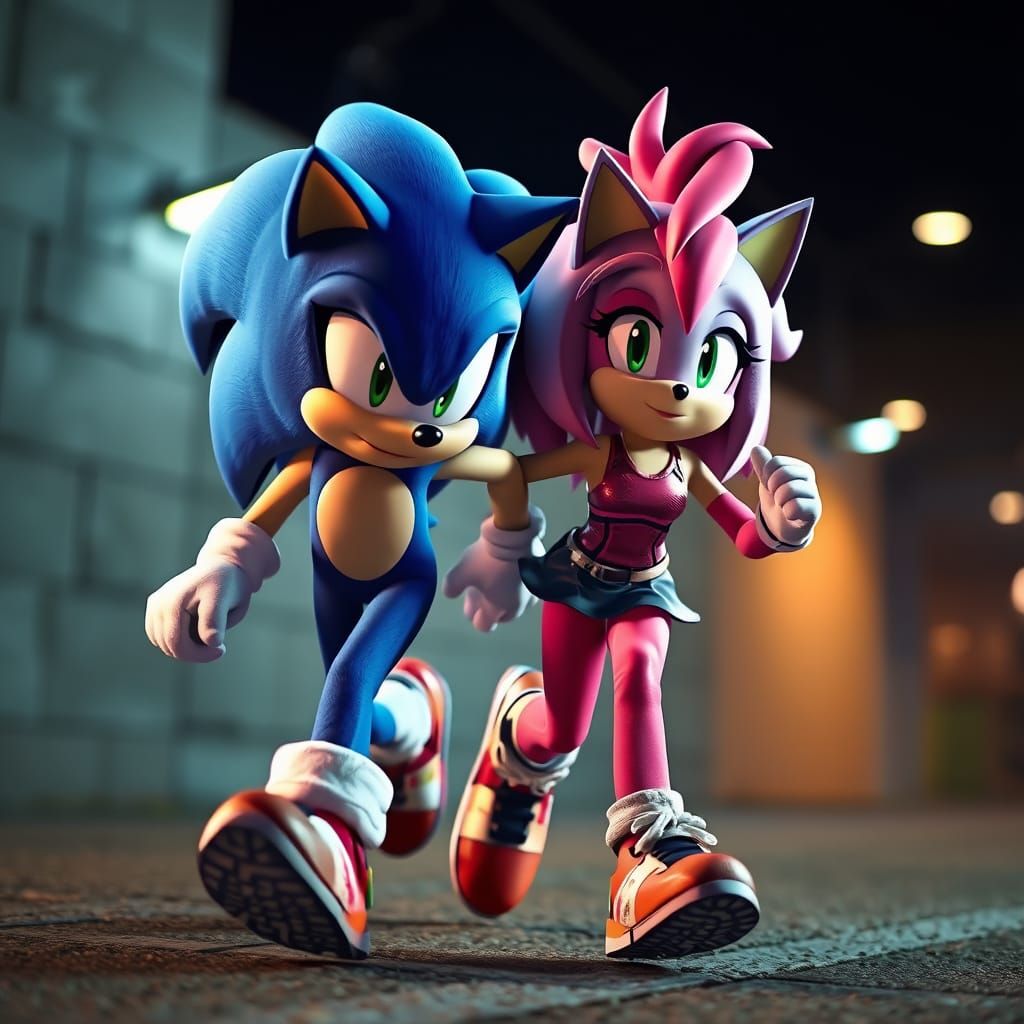 Amy Rose and Sonic Live-Action Running Scene