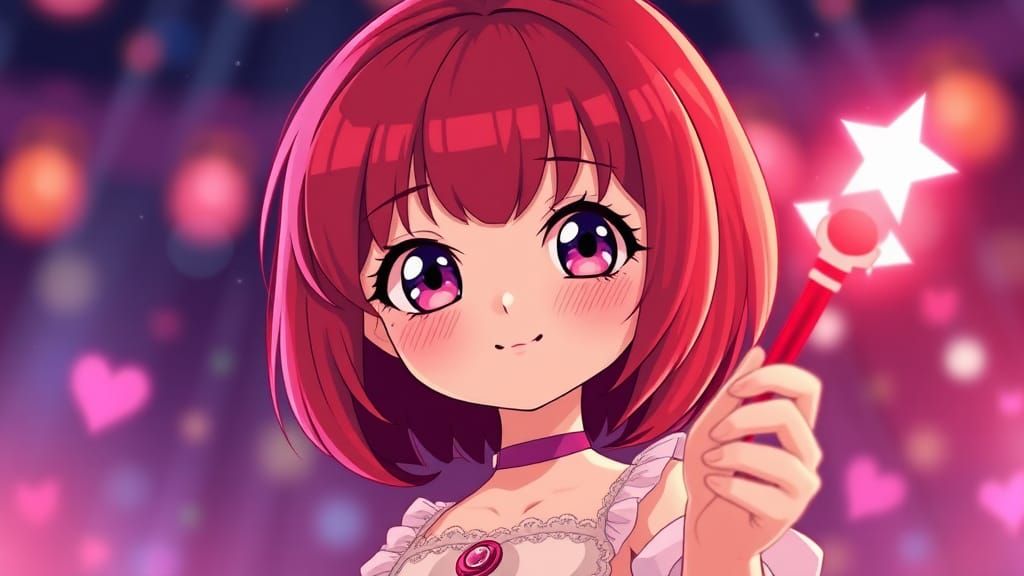 Anime Doll with Magic Wand in Cel-Shaded Style