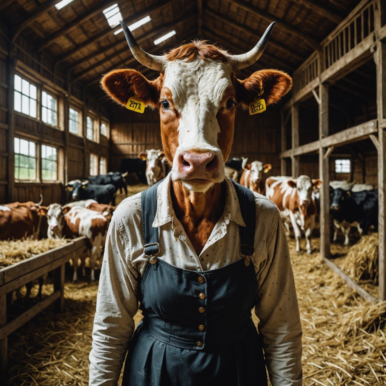 Shocked Cow-Woman Transformation in a Barn