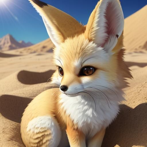 Cute Fennec Fox Cub in Anime Style