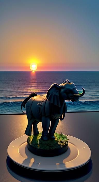 Savanna Sunset Silhouette in Watercolor