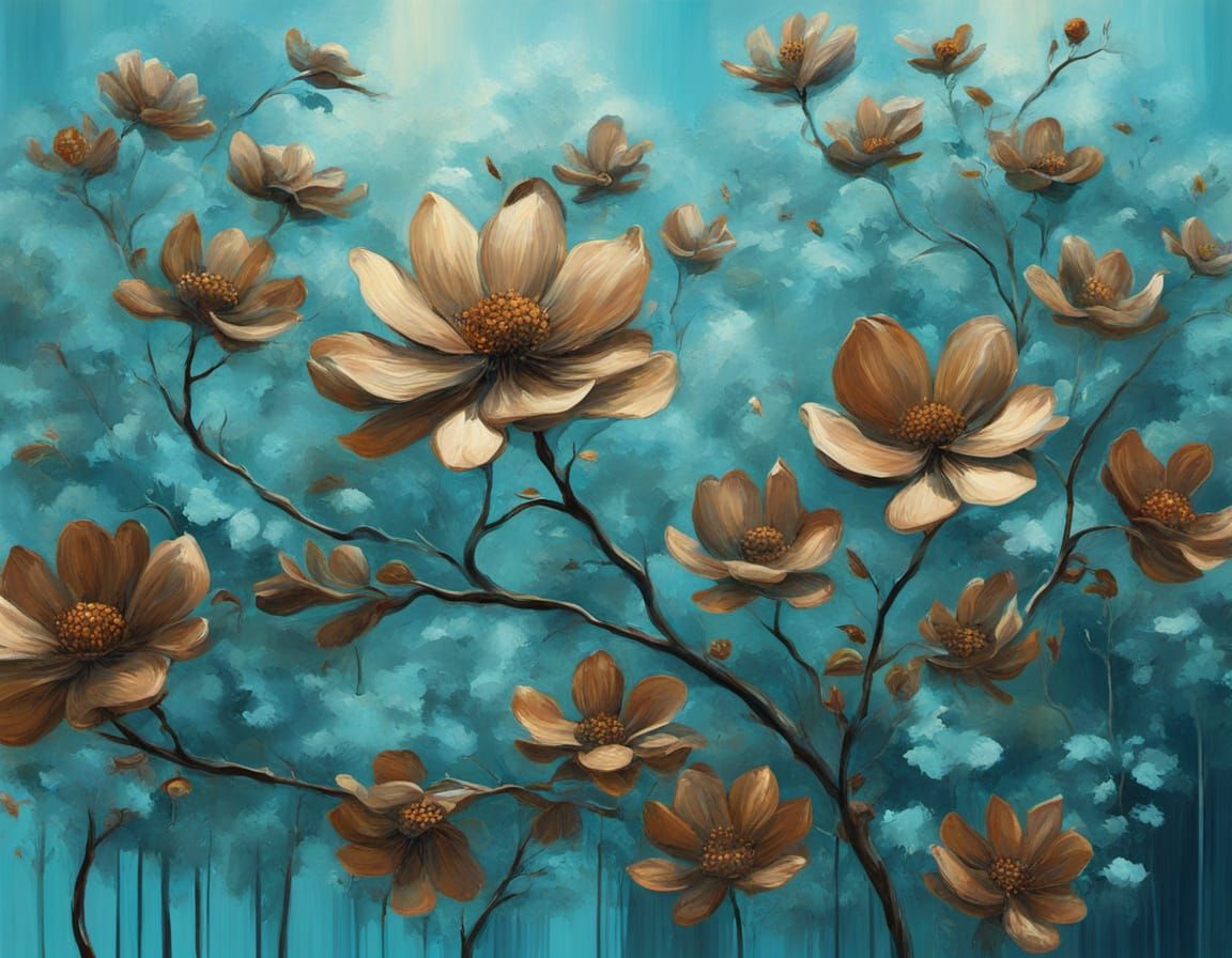 Virtual Bronze Blossom Abstract Surrealism Painting