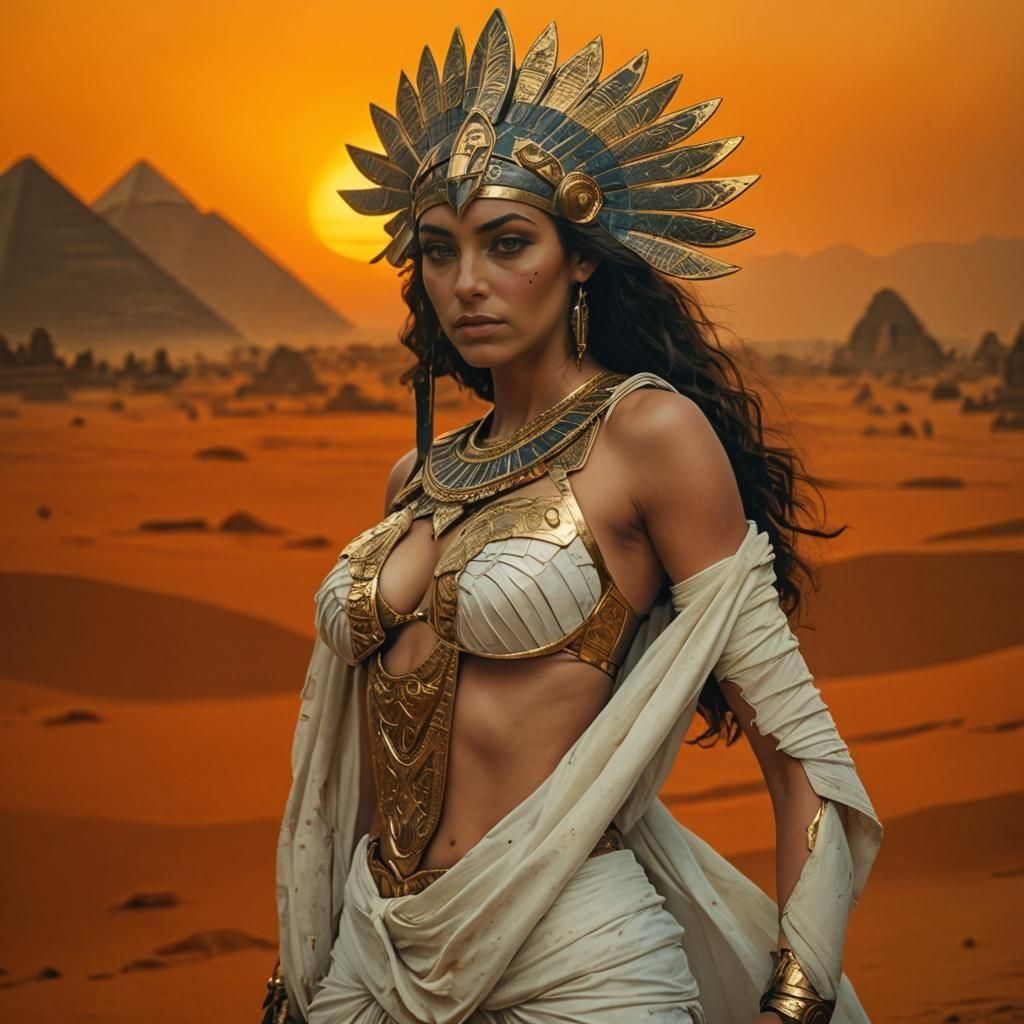 Egyptian Armored Superheroine: Cinematic Film Still