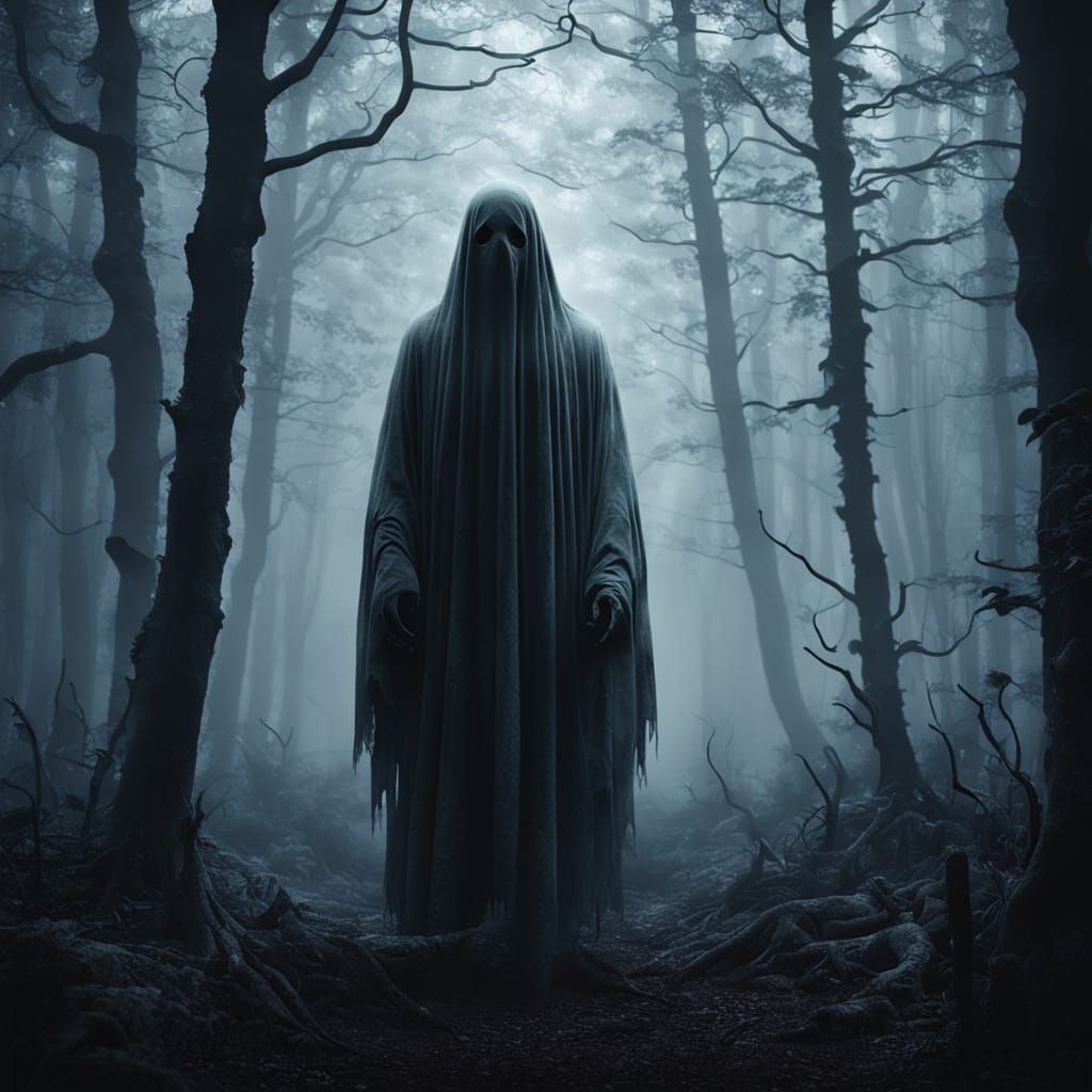 Ethereal Ghost in Foggy Forest