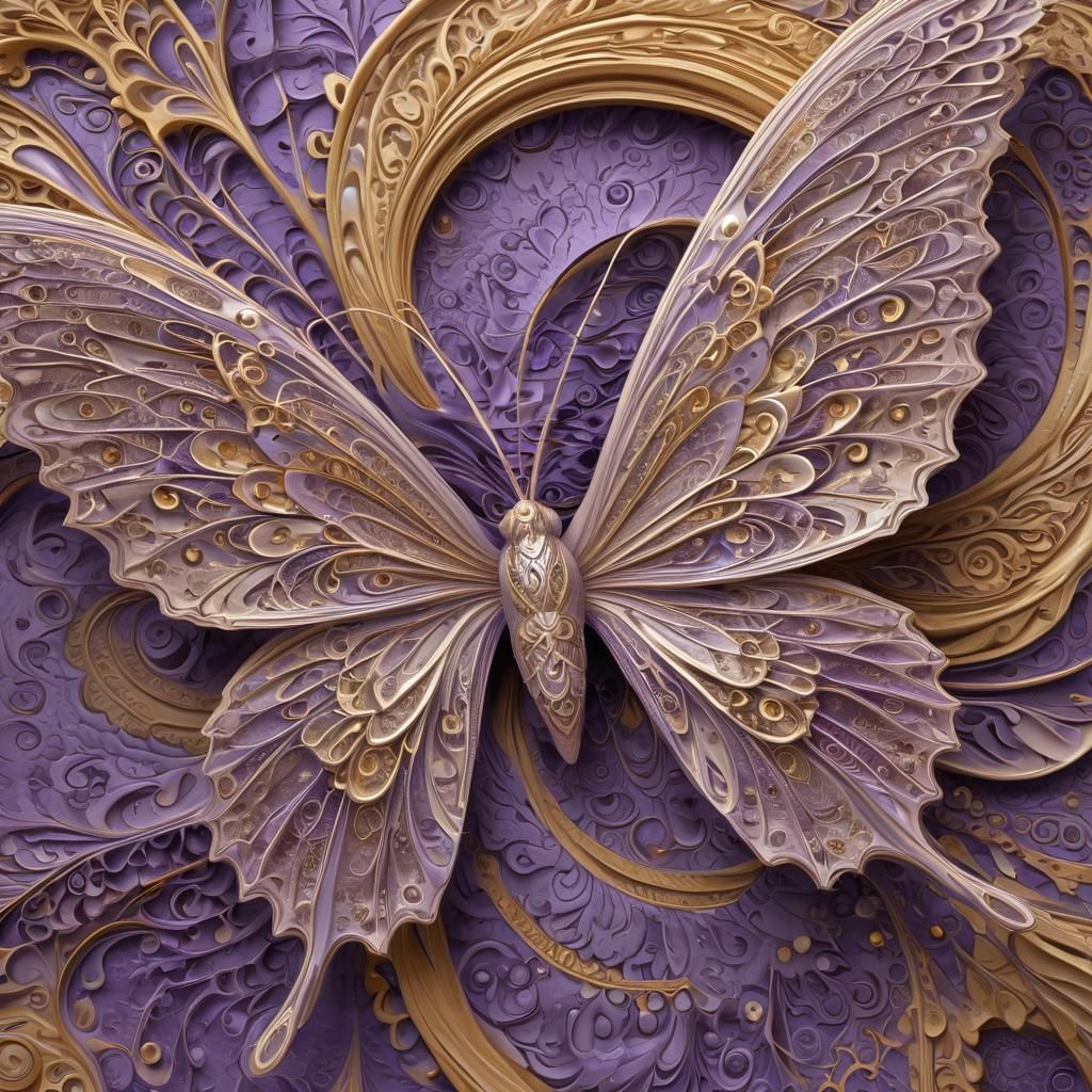 Ethereal Ghost Butterfly Sculpture in Surrealist Style