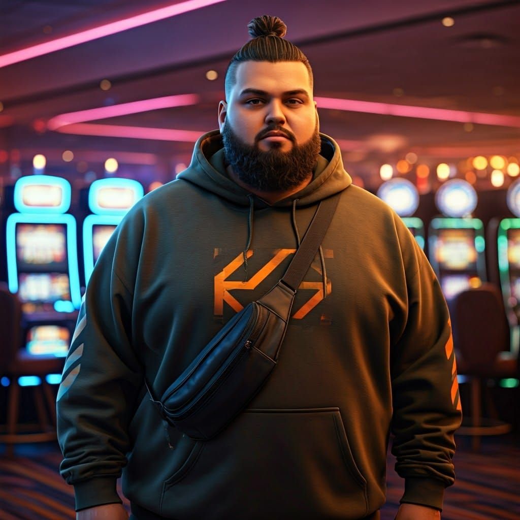 Confident Man in Designer Hoodie in Casino