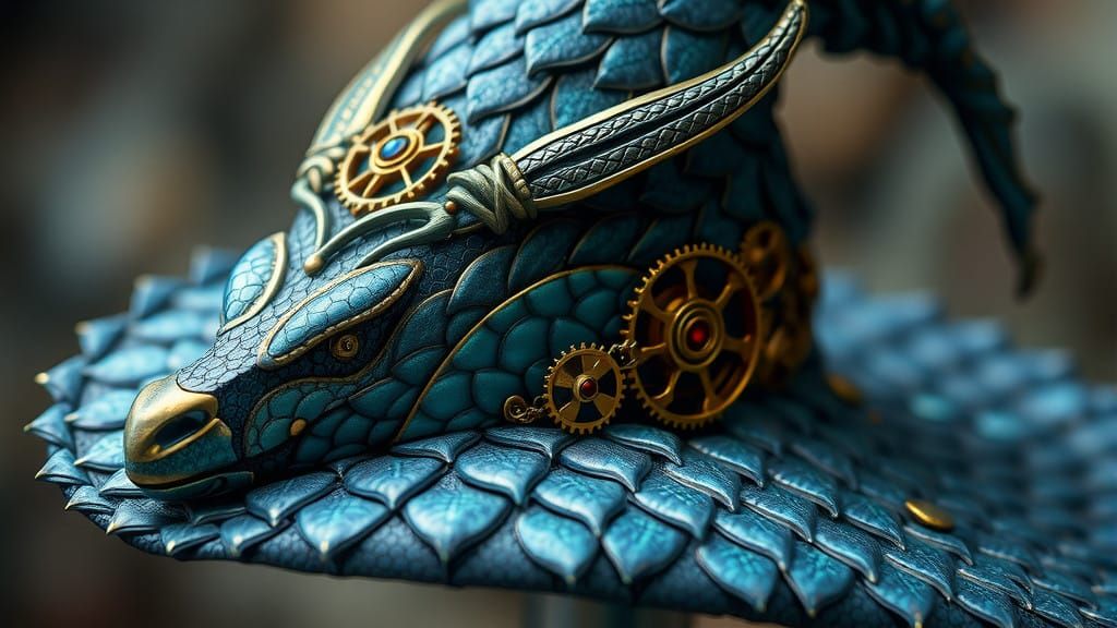 Whimsical Steampunk Cowboy-Hat in Iridescent Blue