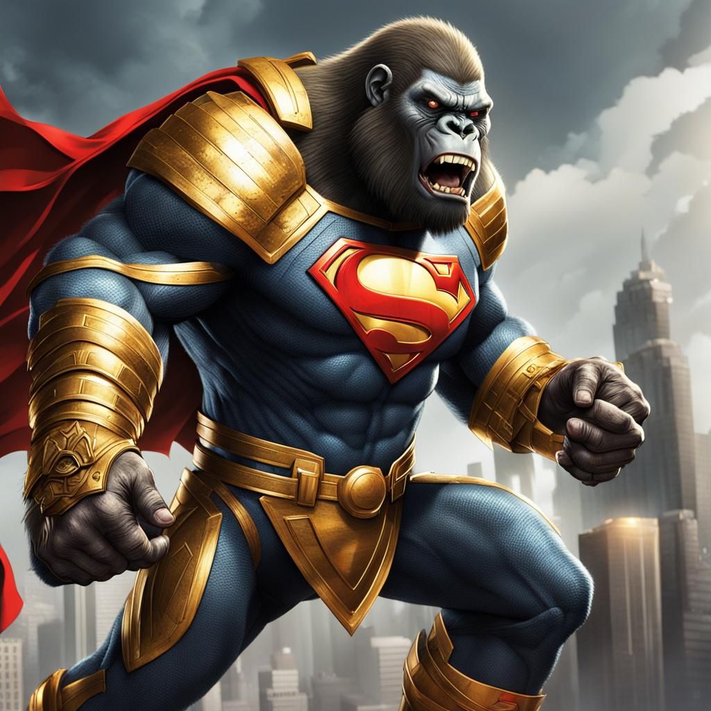 Gorilla Grodd vs Superman in Golden Armor