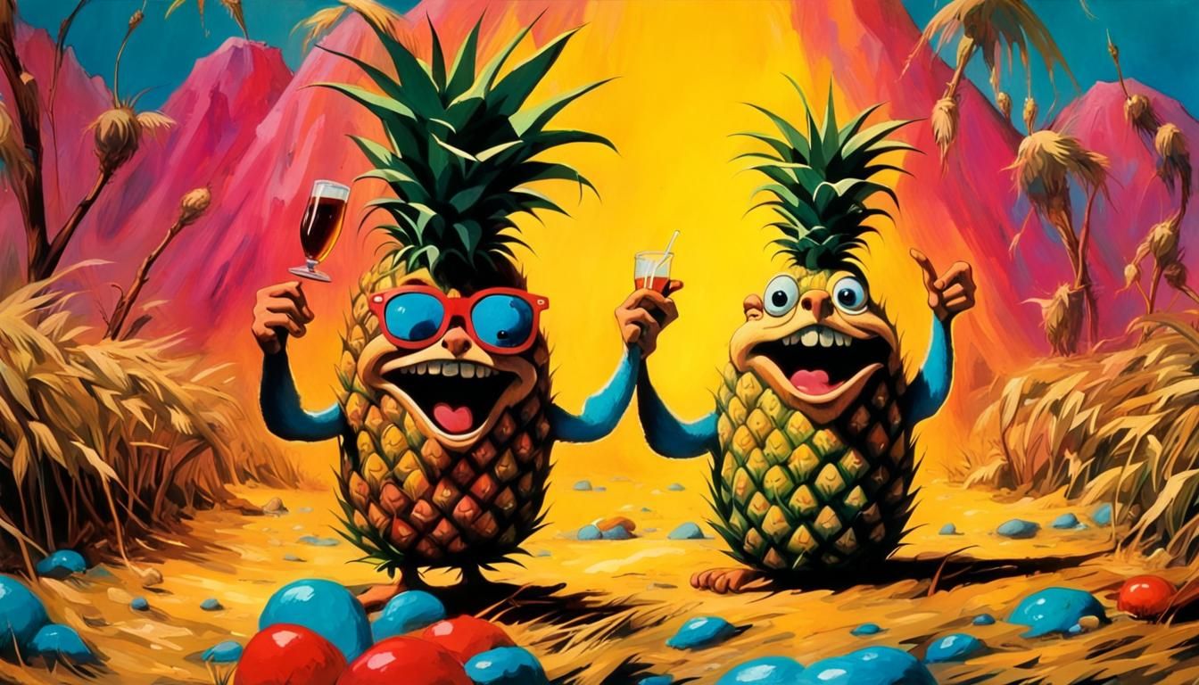 Happy Hippy Psychedelic Pineapples III