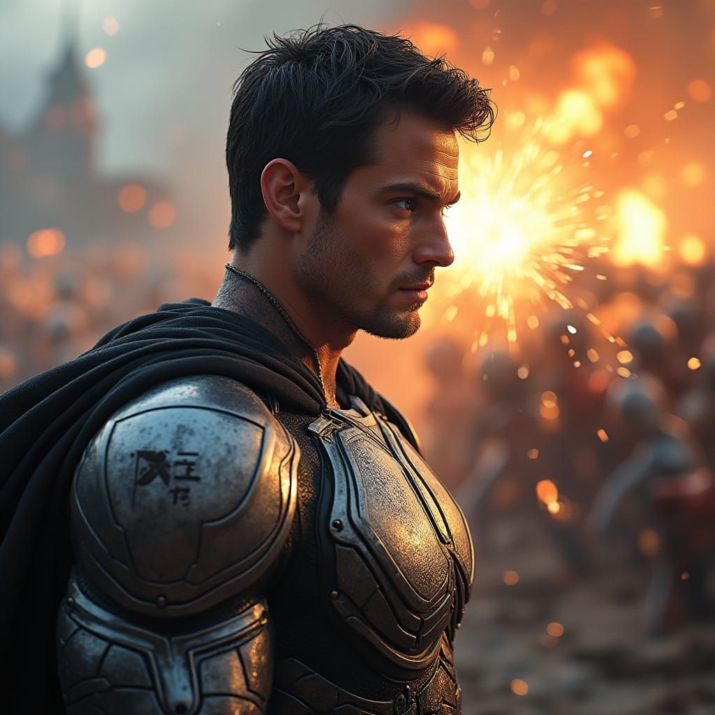 Chiseled Cosmic Warrior God Unleashes Cosmic Fire