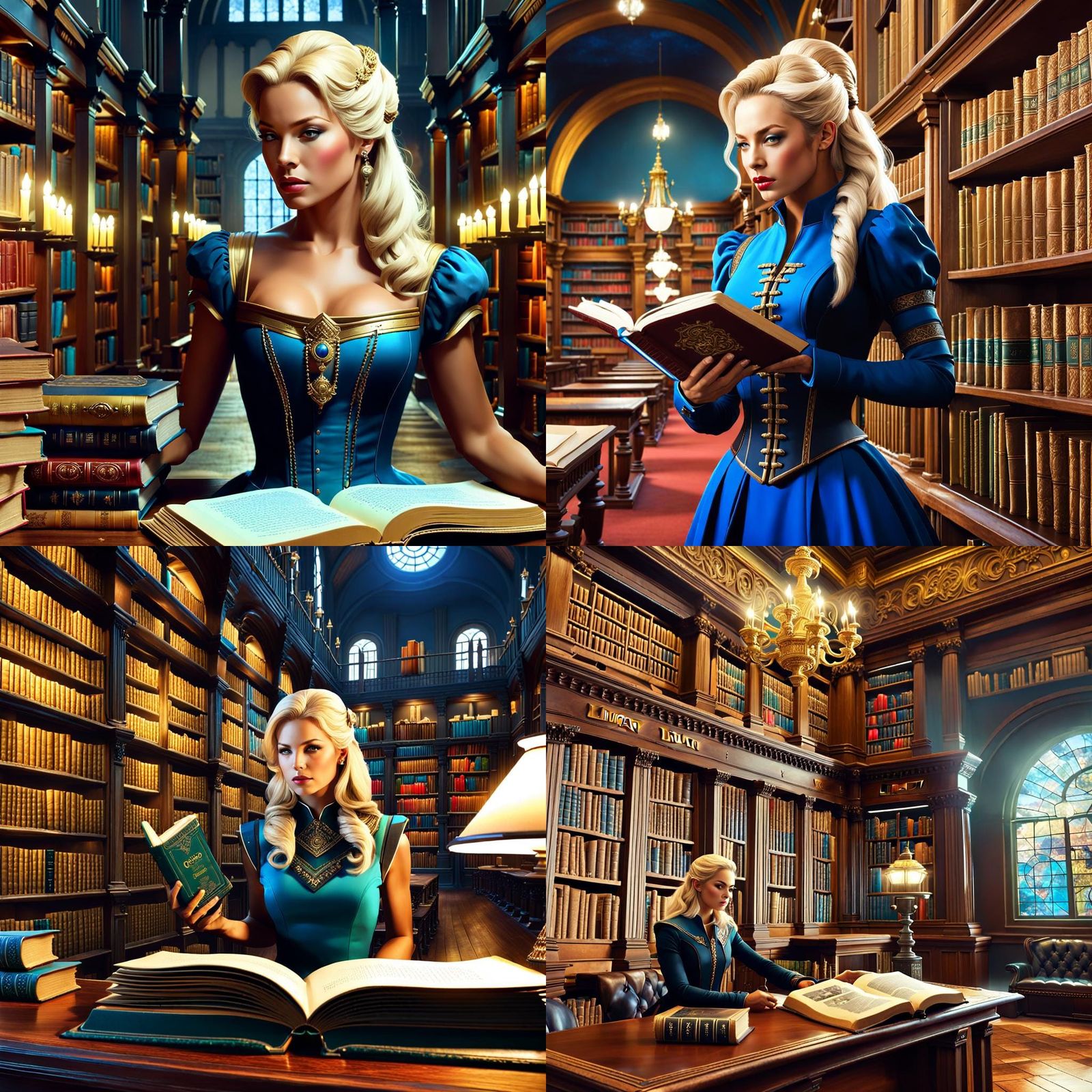 Librarian in Old Library: Hyperrealistic Concept Art