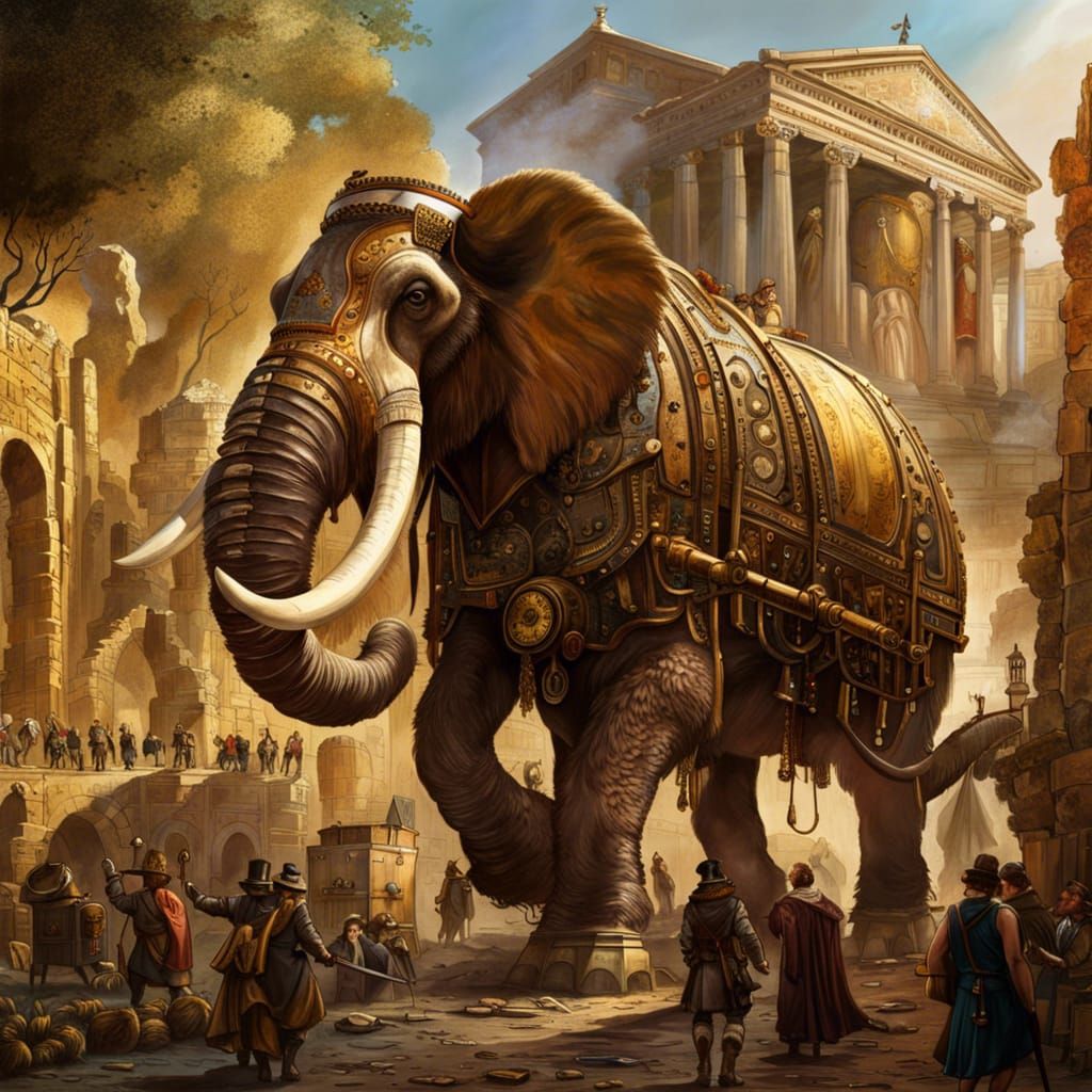A Giant Steampunk Mammoth In Ancient Rome (Take 2)