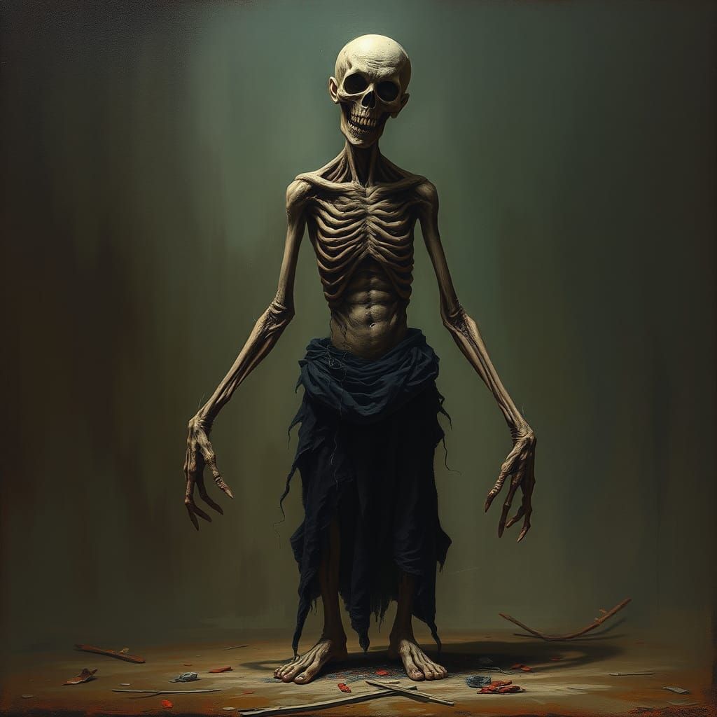 Distorted Figure in Expressionist Gothic Style