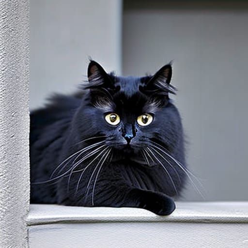 Cute Fluffy Black Cat AI Image