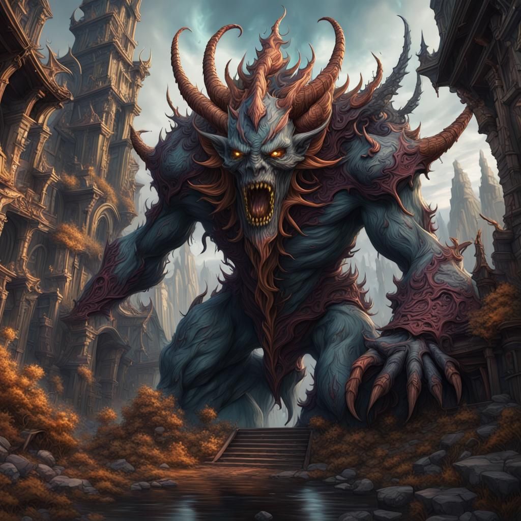 Detailed Demon Pencil Fantasy Concept Art