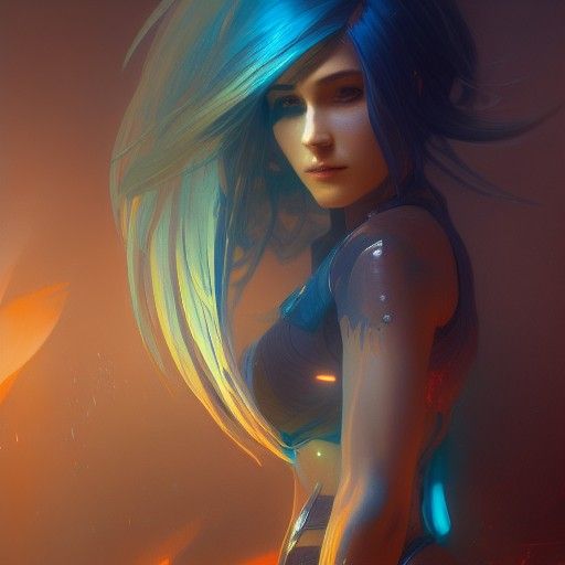 Cortana Concept Art in Orange and Teal