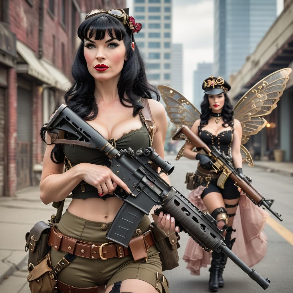 Bettie Page as Steampunk Apocalypse Fairy