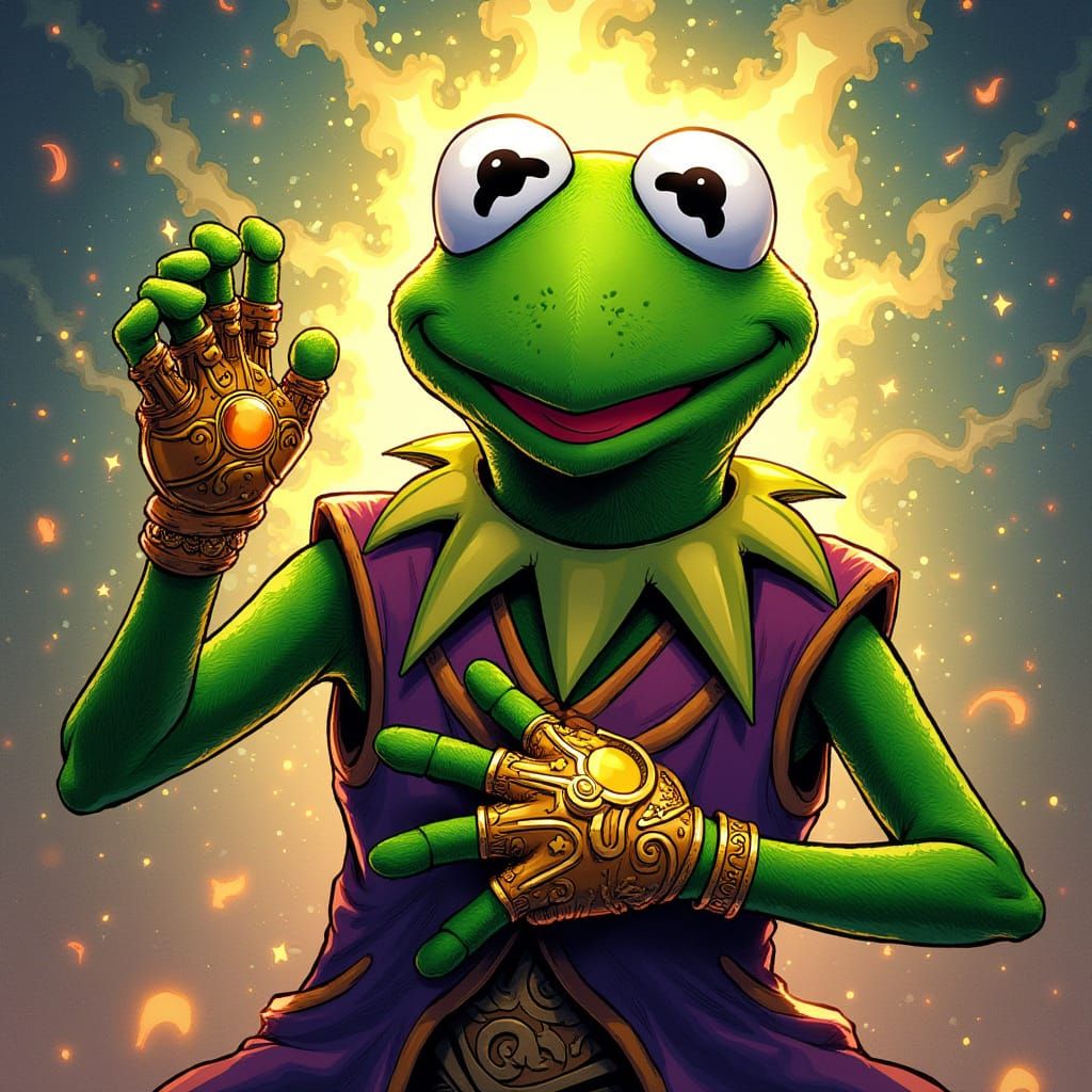 Kermit the Frog Wields Infinity Gauntlet in Cosmic Muppet Ch...