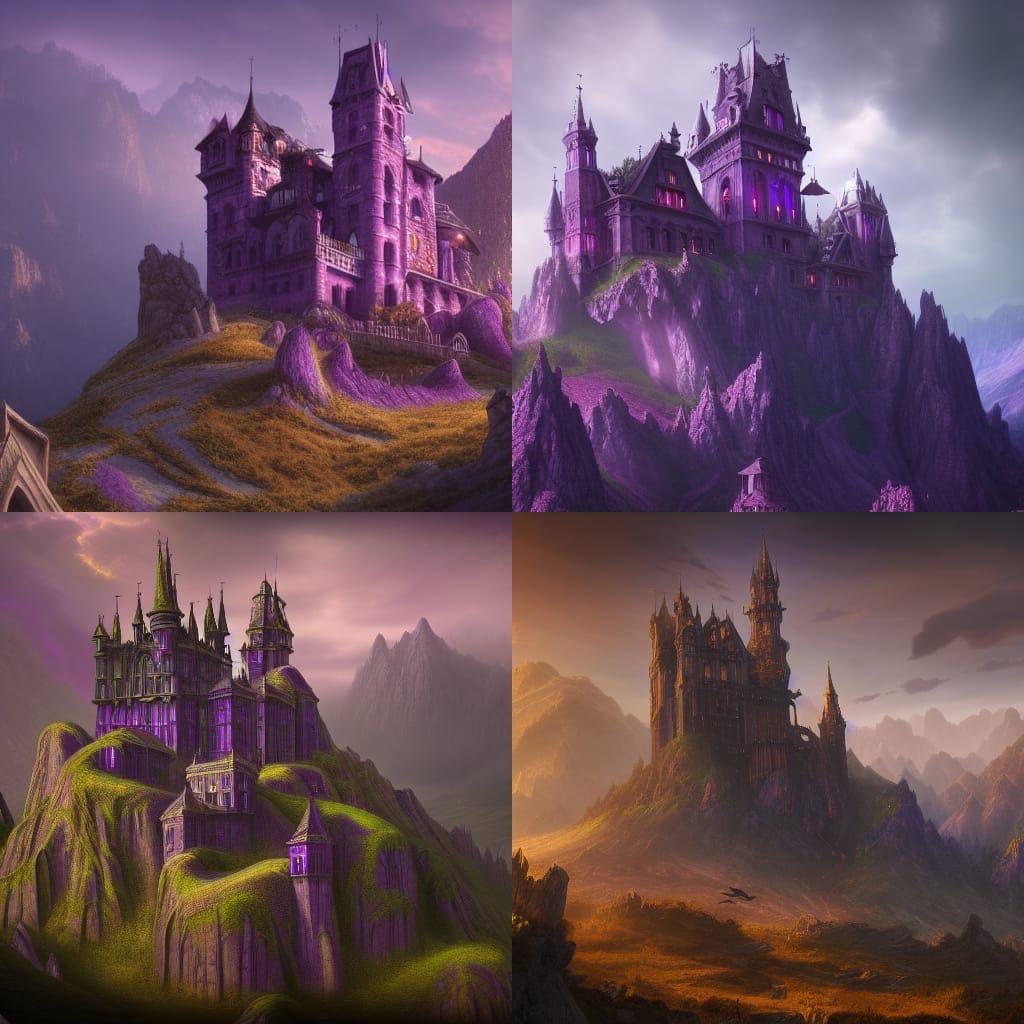 Purple Gothic Dragon Attacks Catholic Castle