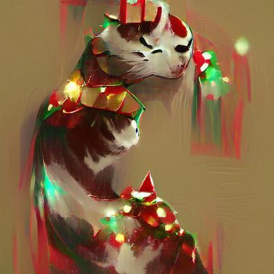 Festive Christmas Cat Generated by AI