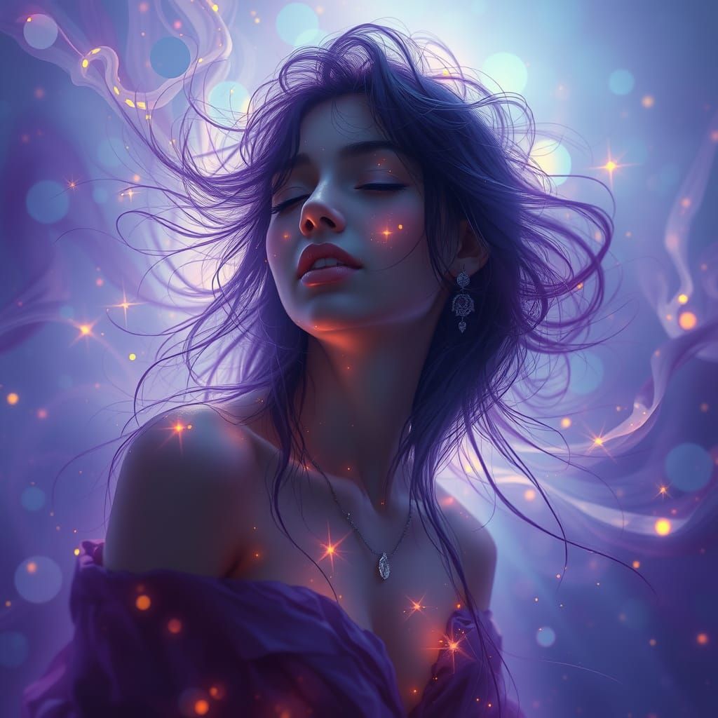 Luminescent Soul in Dreamlike Sapphire and Amethyst Hues