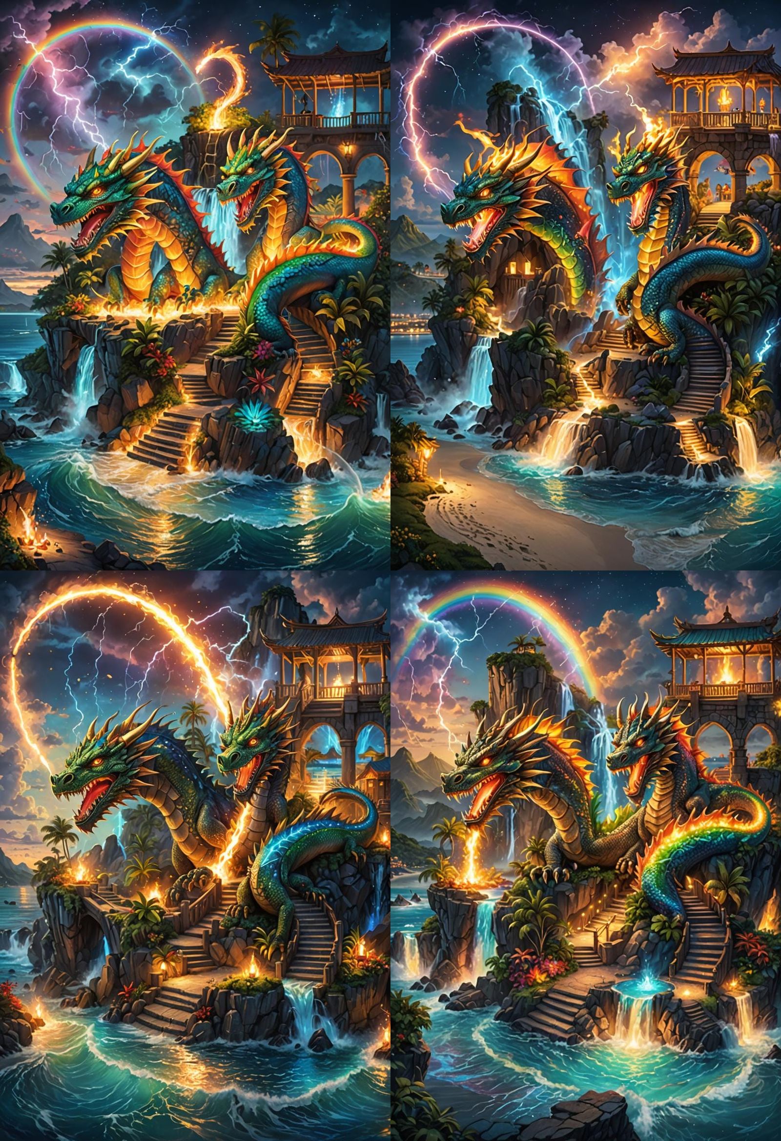 Magical Dragon Paradise Island at Night