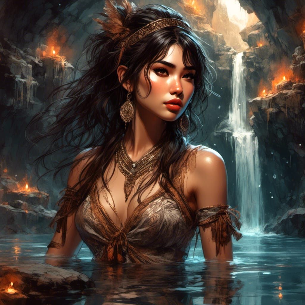 Bathing Tomboy Bandit in Hot Springs Cavern