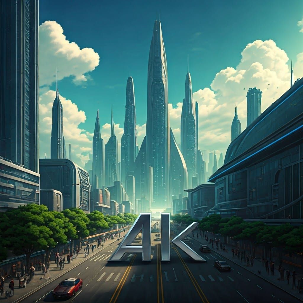 Futuristic Metropolis in Cyberpunk Style