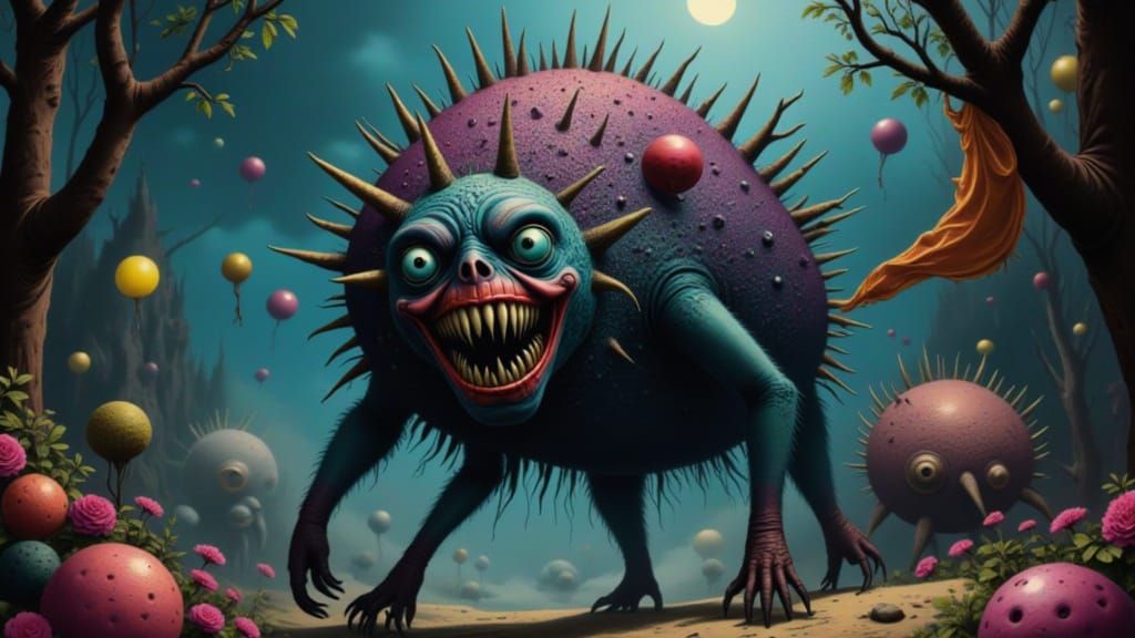 Terrifying Monster Emerges from Darkness in Digital Art Styl...