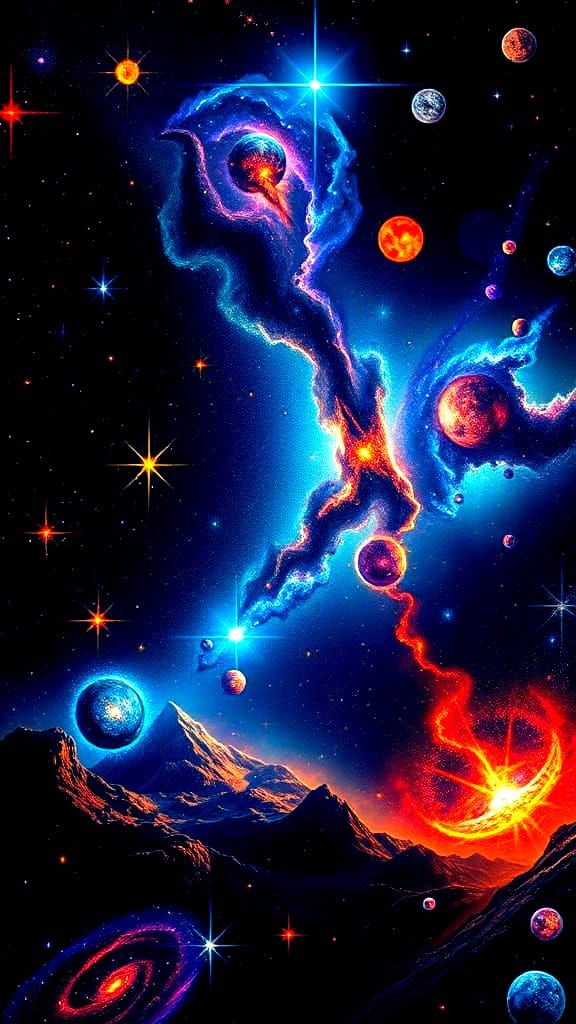 Cosmic Dreamscape in Vibrant Celestial Colors