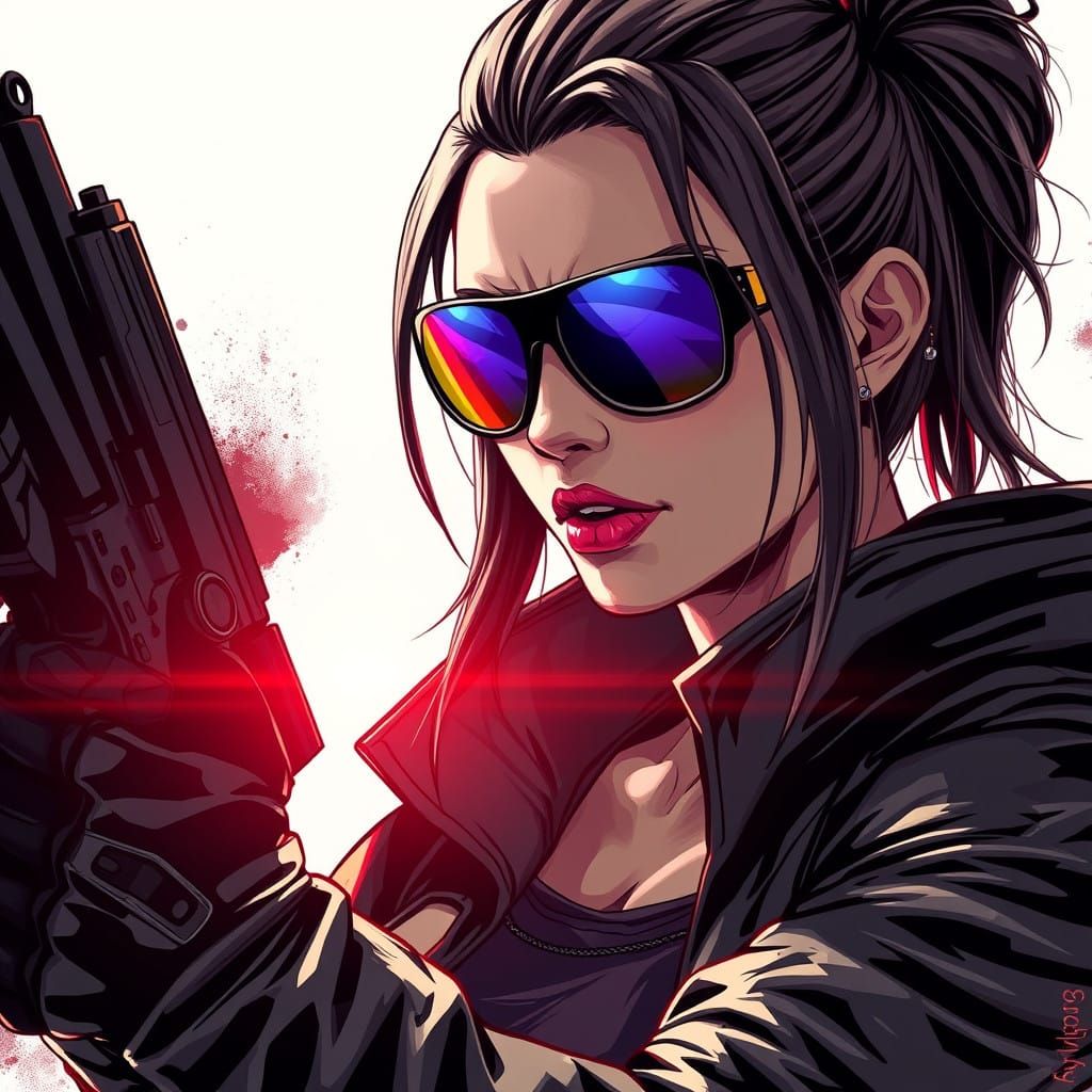 Rebel Cyberpunk Goddess Wears Shades