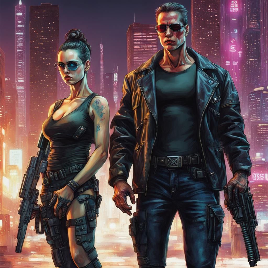 Cyberpunk Sarah conners and terminator