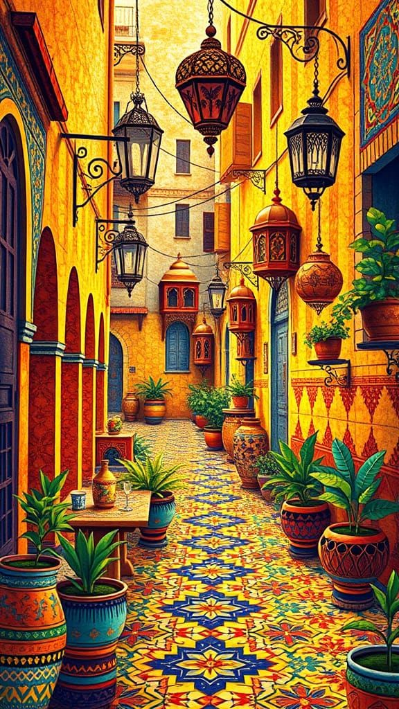 Vibrant Moroccan Tajin in Zellige Tile Style