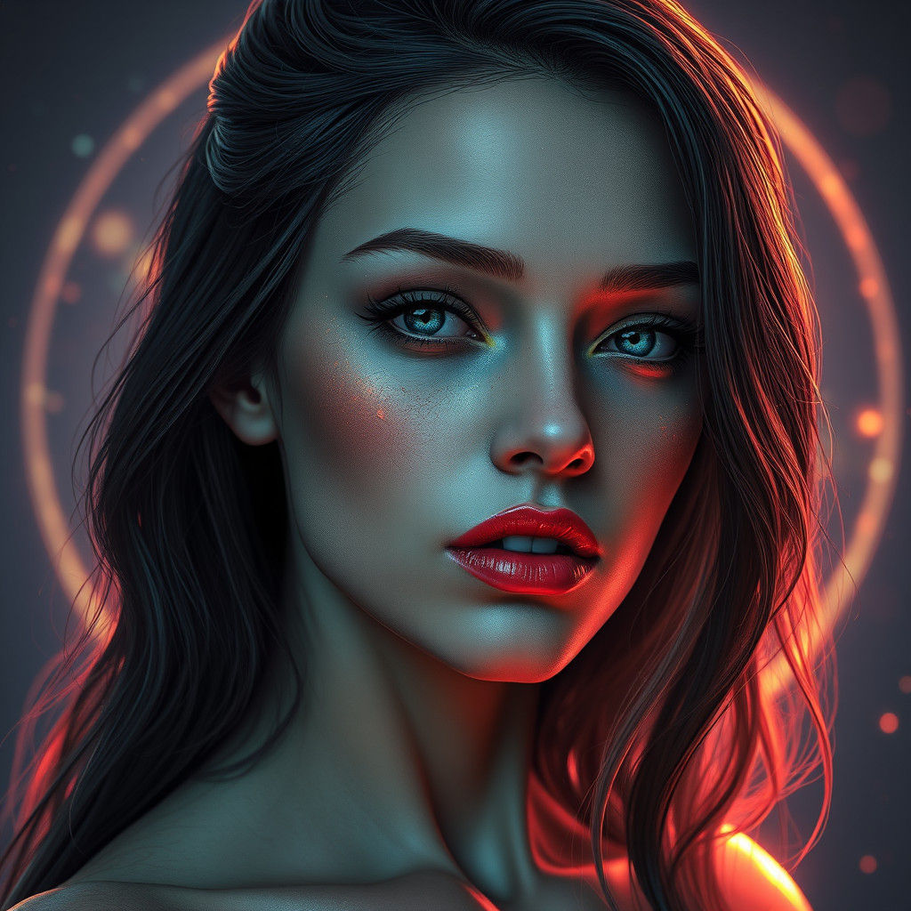 Ethereal Woman Portrait in Art Nouveau Style