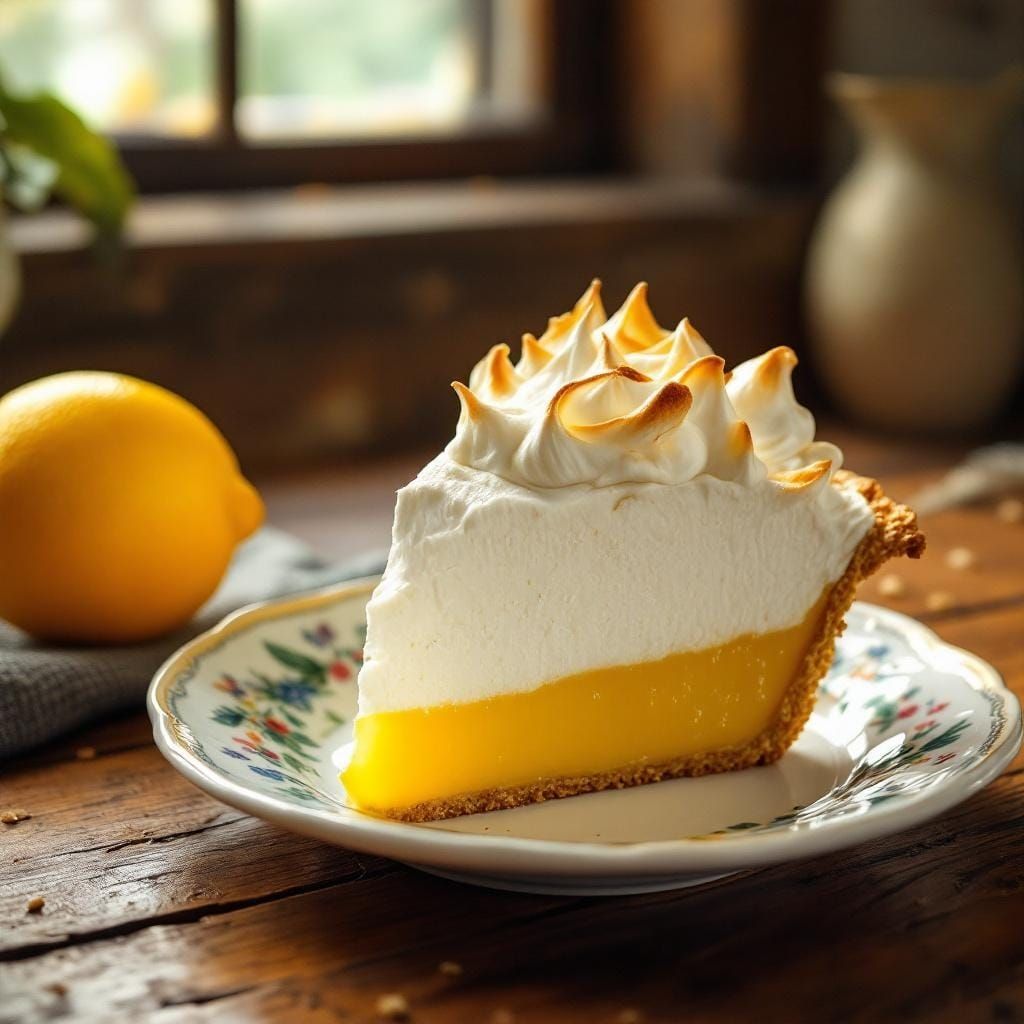 Photorealistic Lemon Meringue Pie Still Life