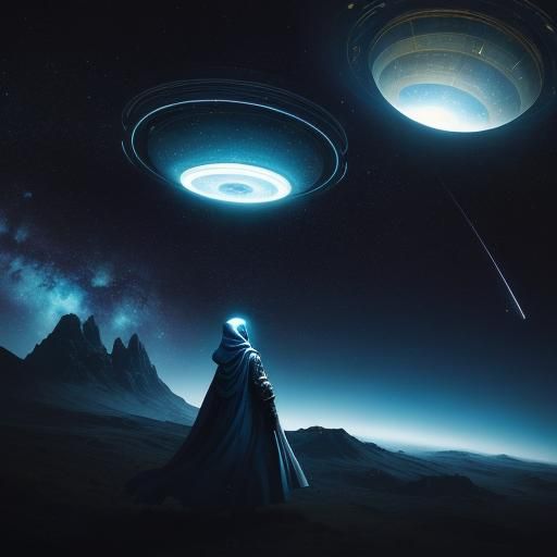 Woman in Space with Earth Background