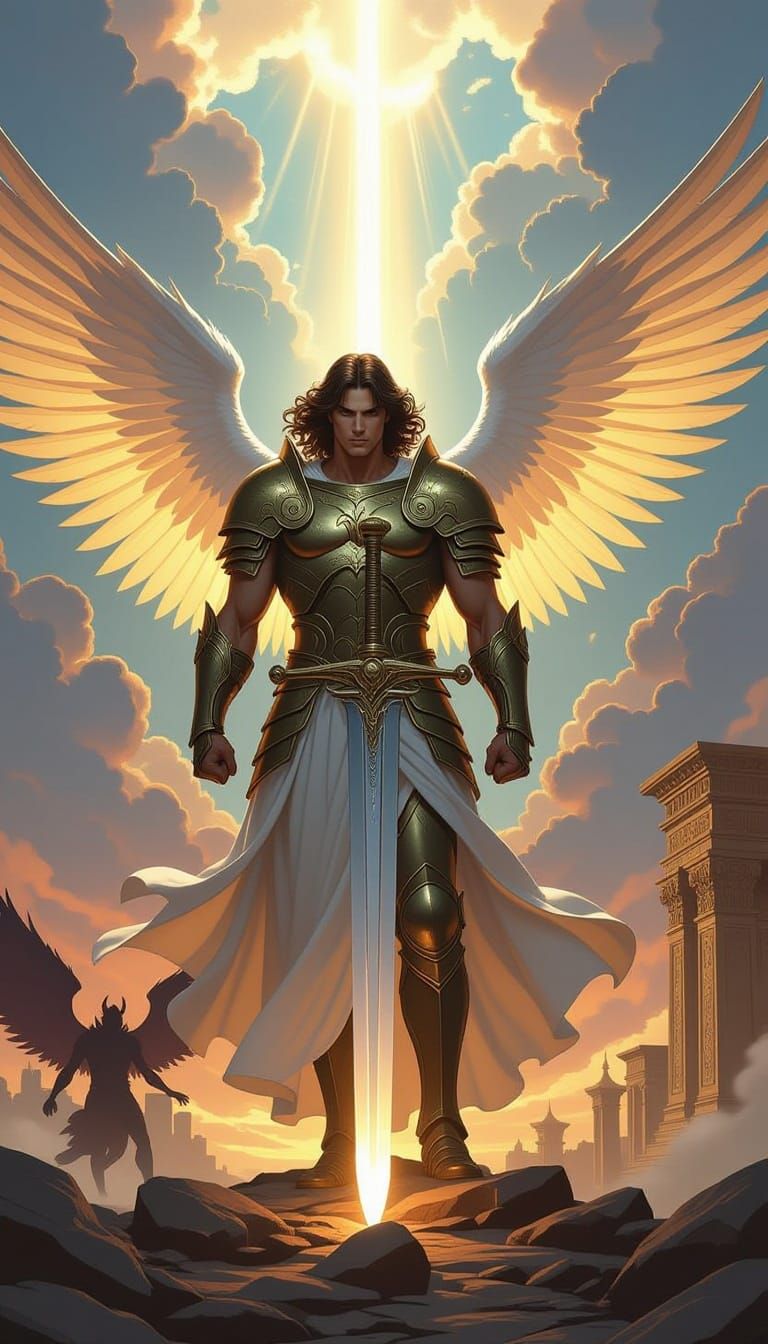 Archangel Michael Victorious Over Fleeing Demon