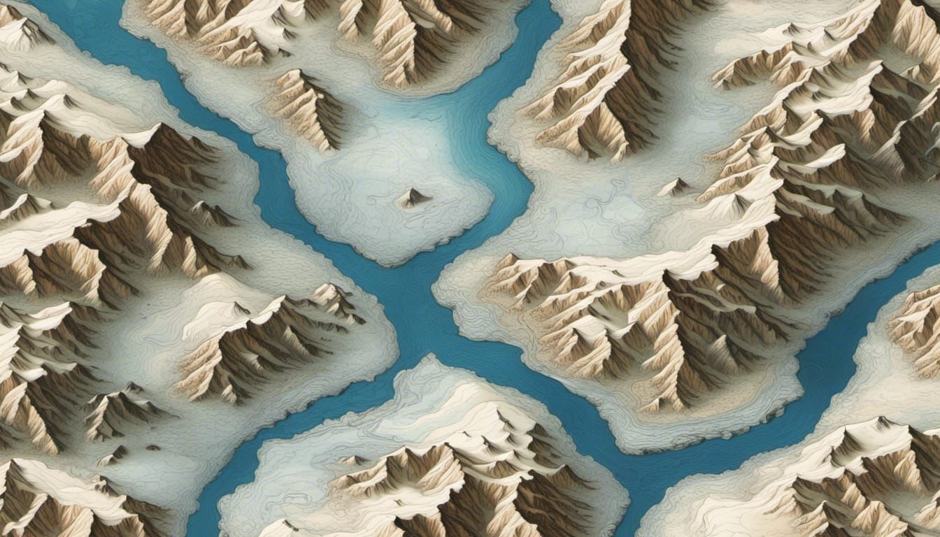 Icy Mountain River Landscape in Hyperrealism