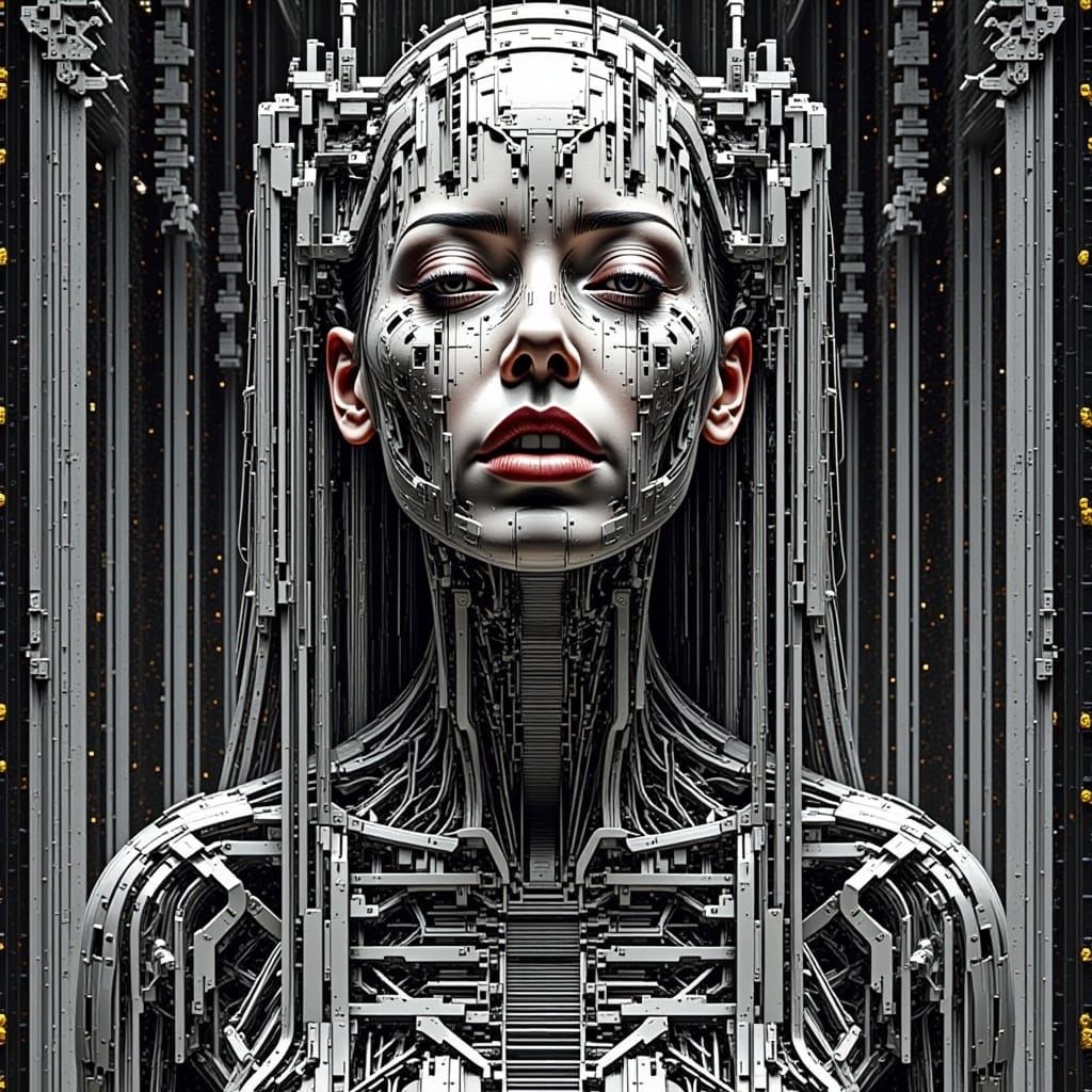 Glitched Dreamscape: Digital Art Illustration